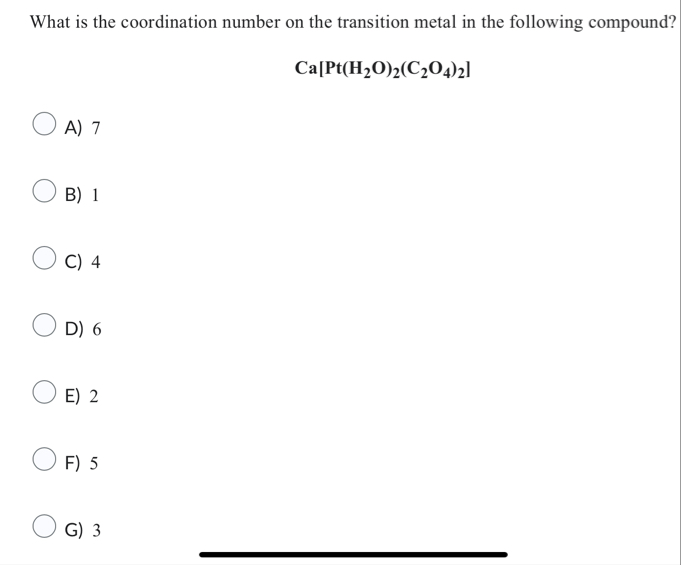 Solved What is the coordination number on the transition | Chegg.com