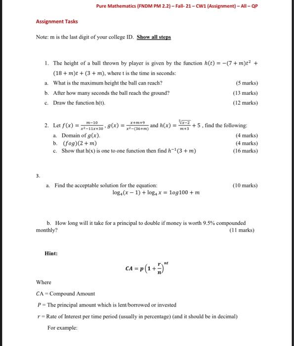 Solved Pure Mathematics (FNDM PM 2.2) - Fall-21 - Cw1 | Chegg.com