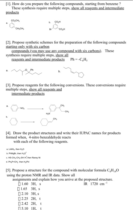 Solved [1]. How Do You Prepare The Following Compounds, | Chegg.com