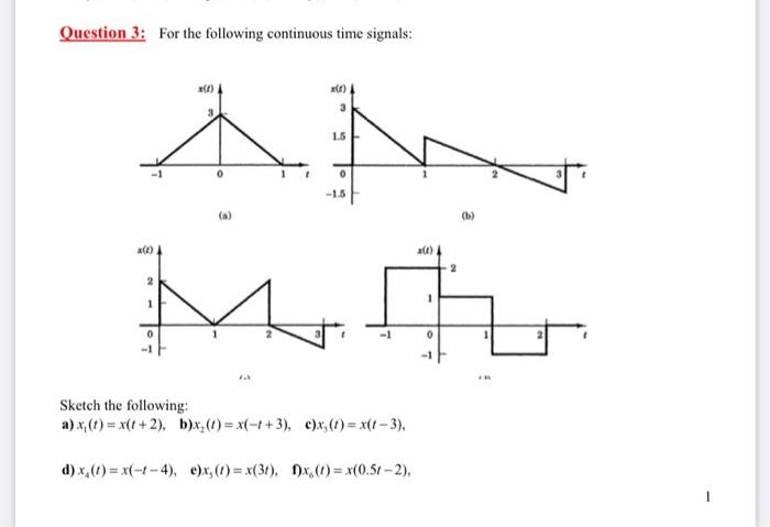 Solved Question 3: For the following continuous time | Chegg.com