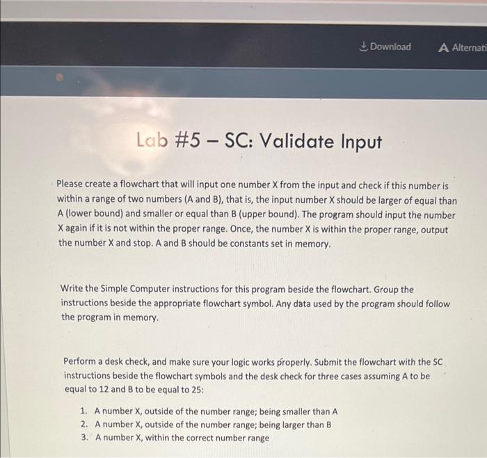 Solved Download A Alternati Lab #5 - SC: Validate Input - | Chegg.com