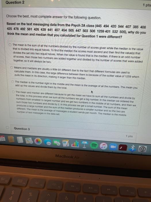 Solved Question 2 1 pts Choose the best, most complete | Chegg.com