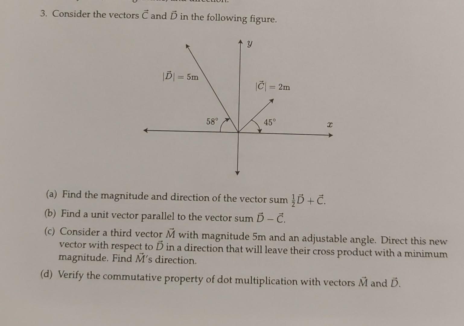 Solved 3. Consider the vectors C and D in the following | Chegg.com