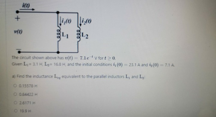 Solved i(t) + 12,00) (0) L1 L2 The circuit shown above has | Chegg.com