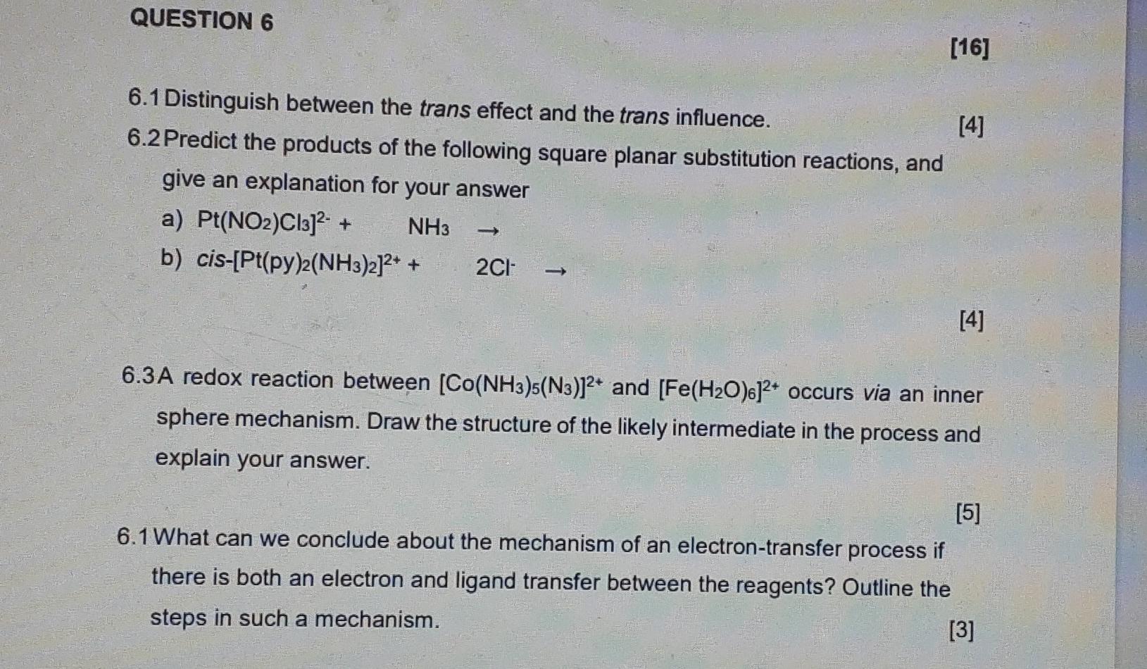 Solved QUESTION 6 [16] 6.1 Distinguish between the trans | Chegg.com