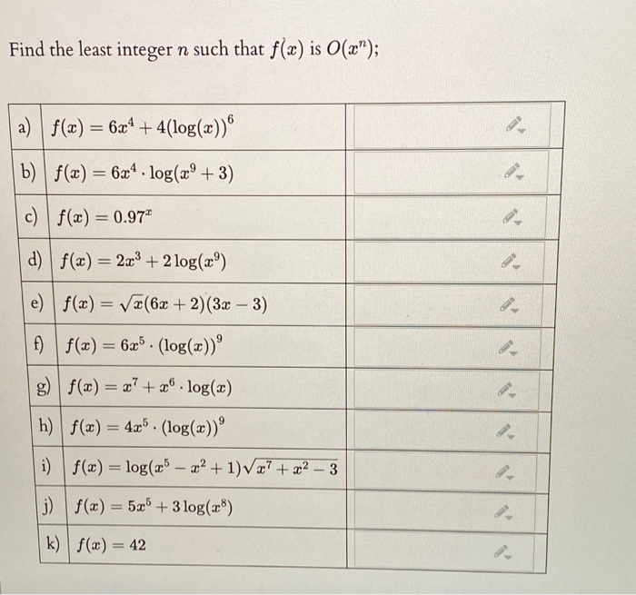 Solved Find The Least Integer N Such That F X Is O X Chegg Com