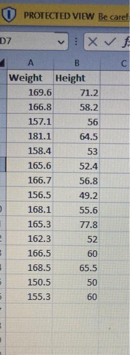 Solved Open file: Weight-Height . Copy paste to Sheet 5 | Chegg.com
