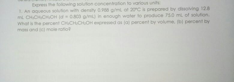 Solved Express The Following Solution Concentration To | Chegg.com