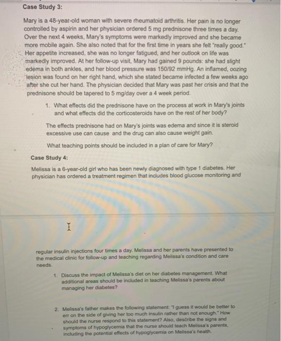 Solved Case Study 3: Mary is a 48-year-old woman with severe | Chegg.com