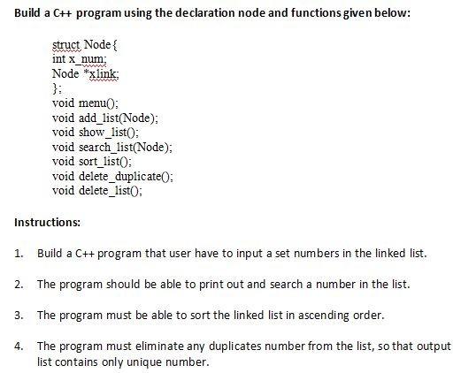 Solved Build a C++ program using the declaration node and | Chegg.com