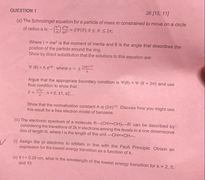 Solved (a) The Schrodinger equation for a particle of mass m | Chegg.com