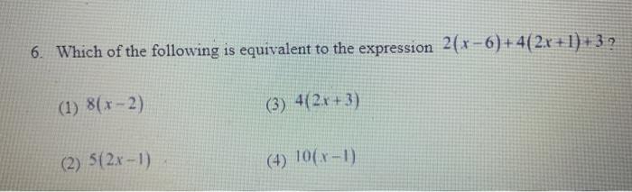 Solved 6. Which of the following is equivalent to the | Chegg.com