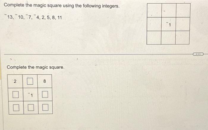 Solved Complete the magic square using the following | Chegg.com