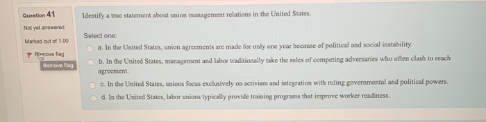 Solved Question 41 Identify a true statement about union | Chegg.com