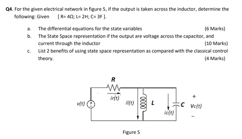 Solved Q4. For the given electrical network in figure 5, if | Chegg.com