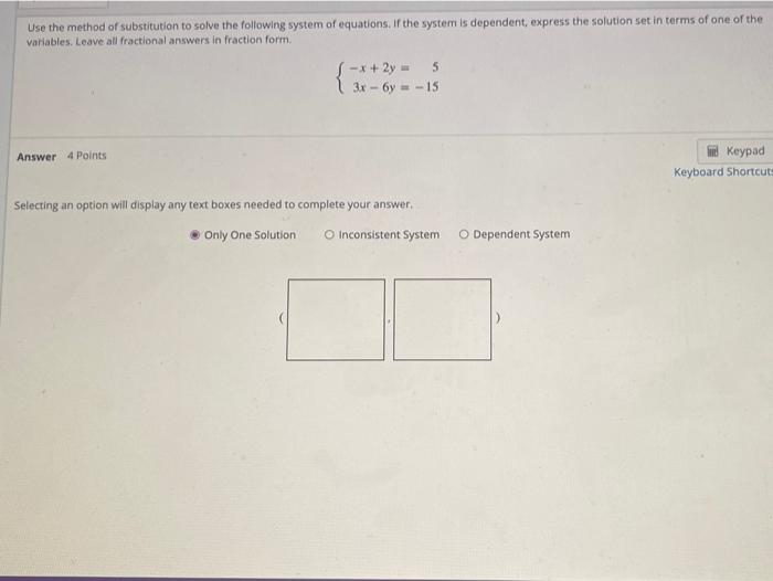 Solved Use the method of substitution to solve the following | Chegg.com