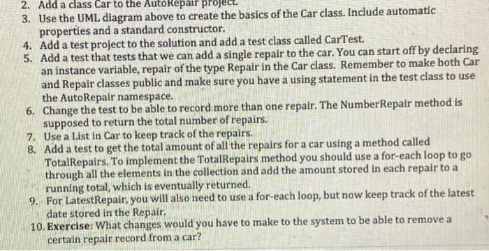 3. Use the UML diagram above to create the basics of | Chegg.com