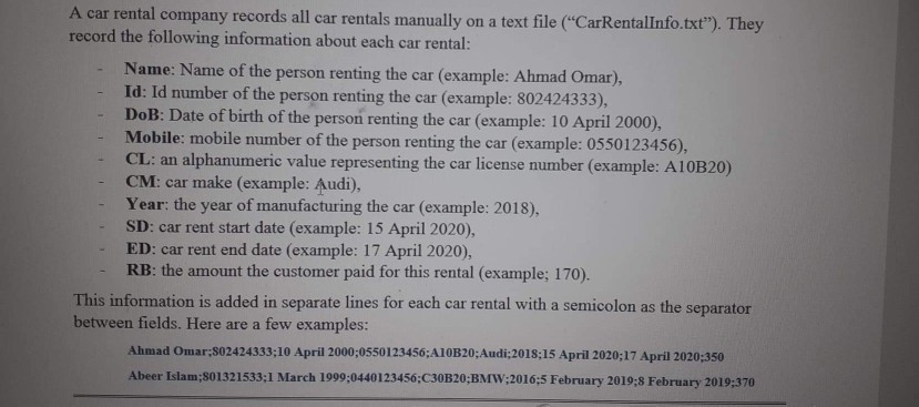 Trailer Record Example Text File Solved A car rental company records all car rentals manually | Chegg.com