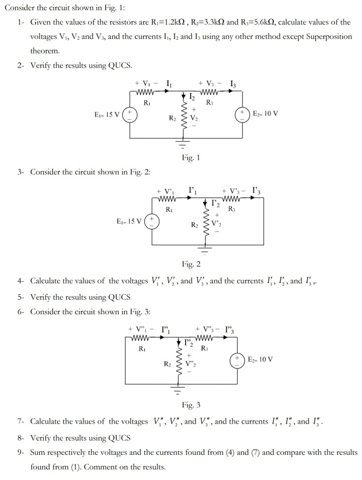 Solved Consider the circuit shown in Fig. 1: 1. Given the | Chegg.com