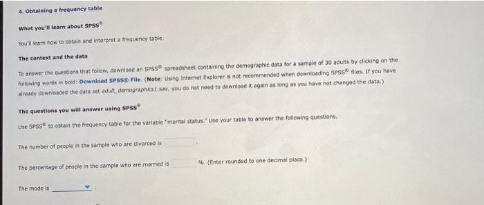 The questions you will answer using SPSS Use SPSS to | Chegg.com