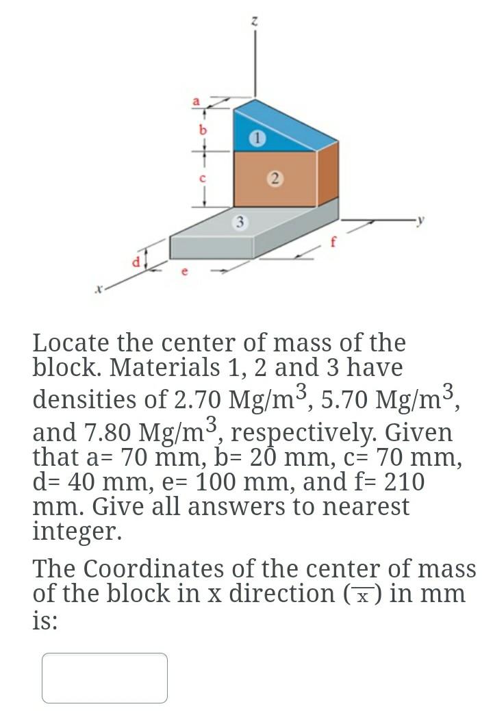 Solved Locate The Center Of Mass Of The Block. Materials 1, | Chegg.com