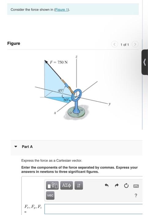 Solved Consider the force shown in (Figure 1). Figure Part A | Chegg.com
