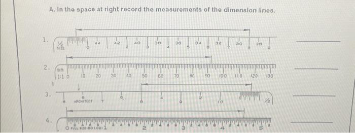 Solved A. In the space at right record the measurements of | Chegg.com