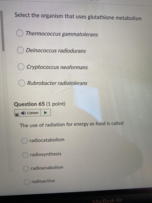 Solved Select the organism that uses glutathione metabolism | Chegg.com