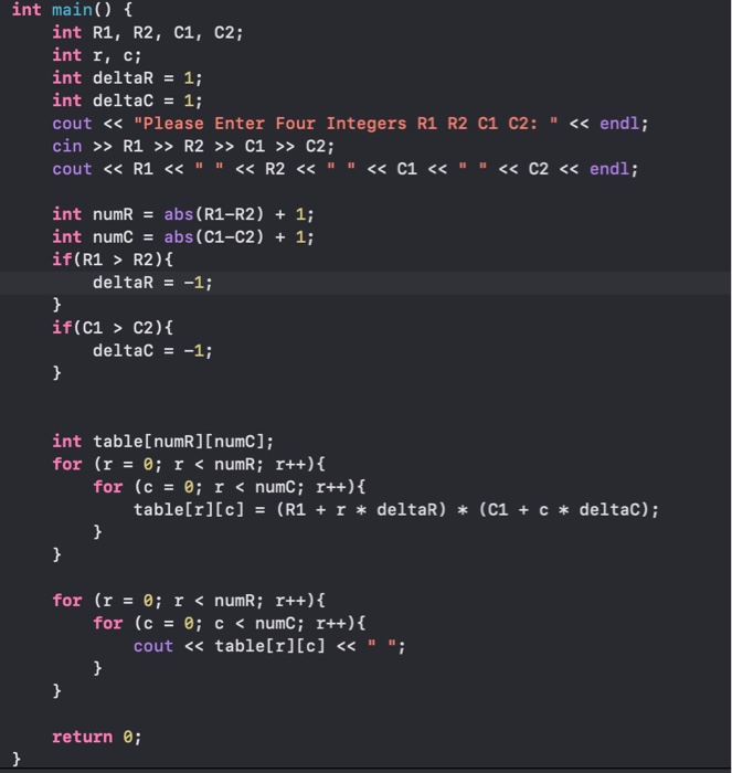 Solved Multiplication Table Write a C++ program that asks | Chegg.com