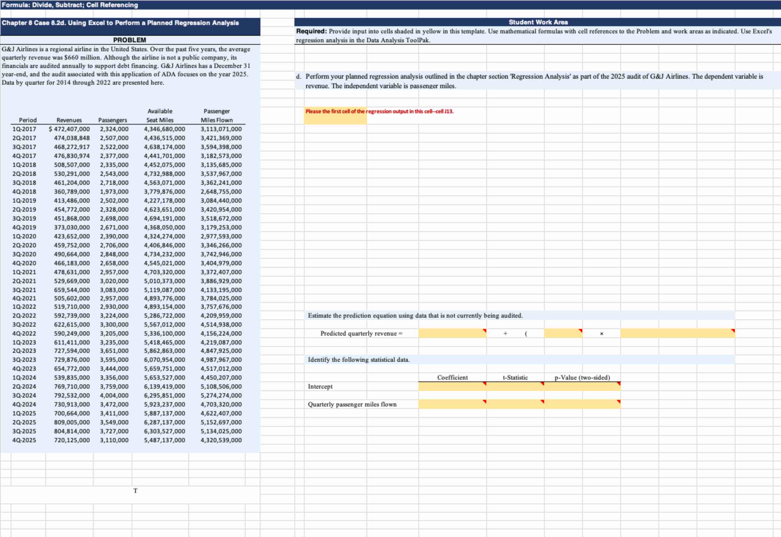 Solved Chapter 8 ﻿Case 8.2d. ﻿Using Excel to Perform a | Chegg.com