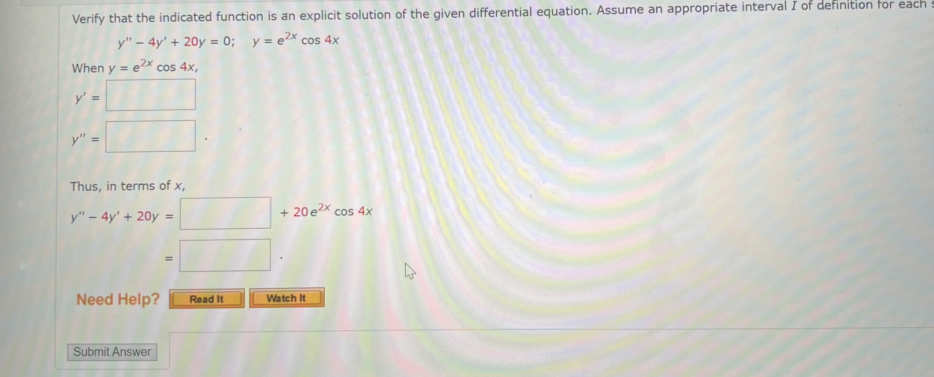 Solved Verify that the indicated function is an explicit | Chegg.com