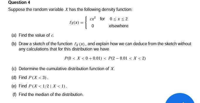 Solved { Question 4 Suppose the random variable X has the | Chegg.com