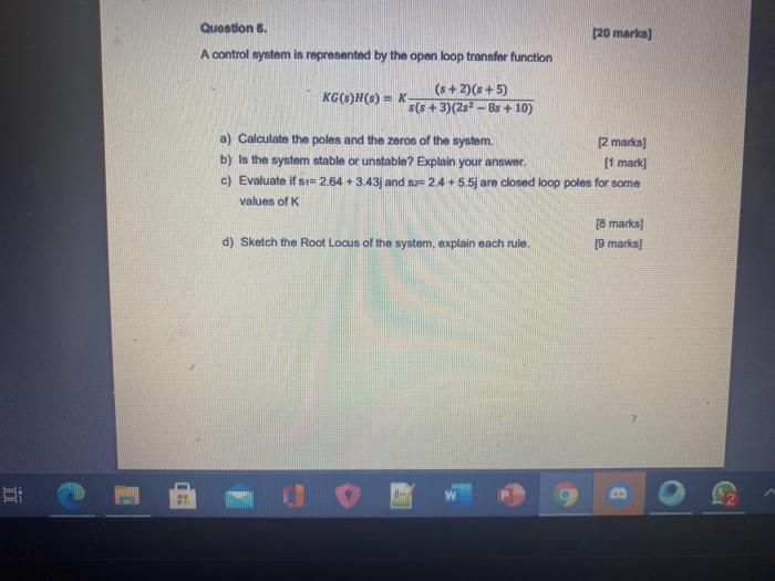 Solved Question 5. [20 marks) A control system is | Chegg.com