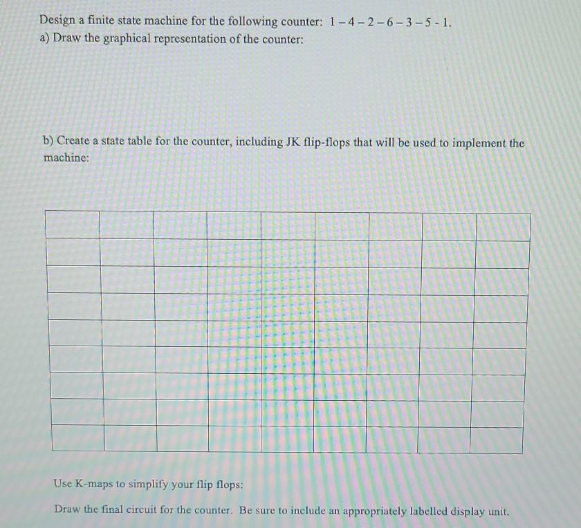 Solved Design a finite state machine for the following | Chegg.com