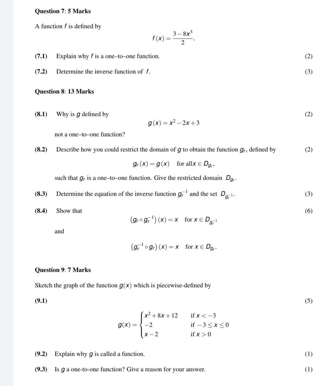 Solved A function f is defined by f(x)=23−8x3 (7.1) Explain | Chegg.com