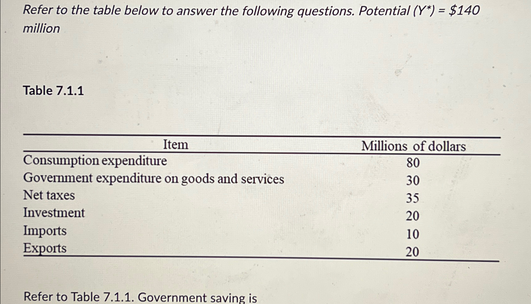 Solved Refer to the table below to answer the following | Chegg.com