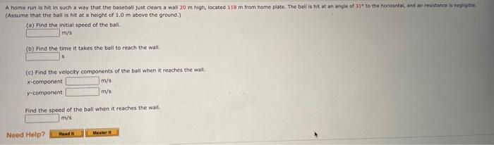 Solved A home run is hit in such a way that the baseball | Chegg.com