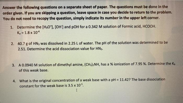 Solved Answer the following questions on a separate sheet of | Chegg.com