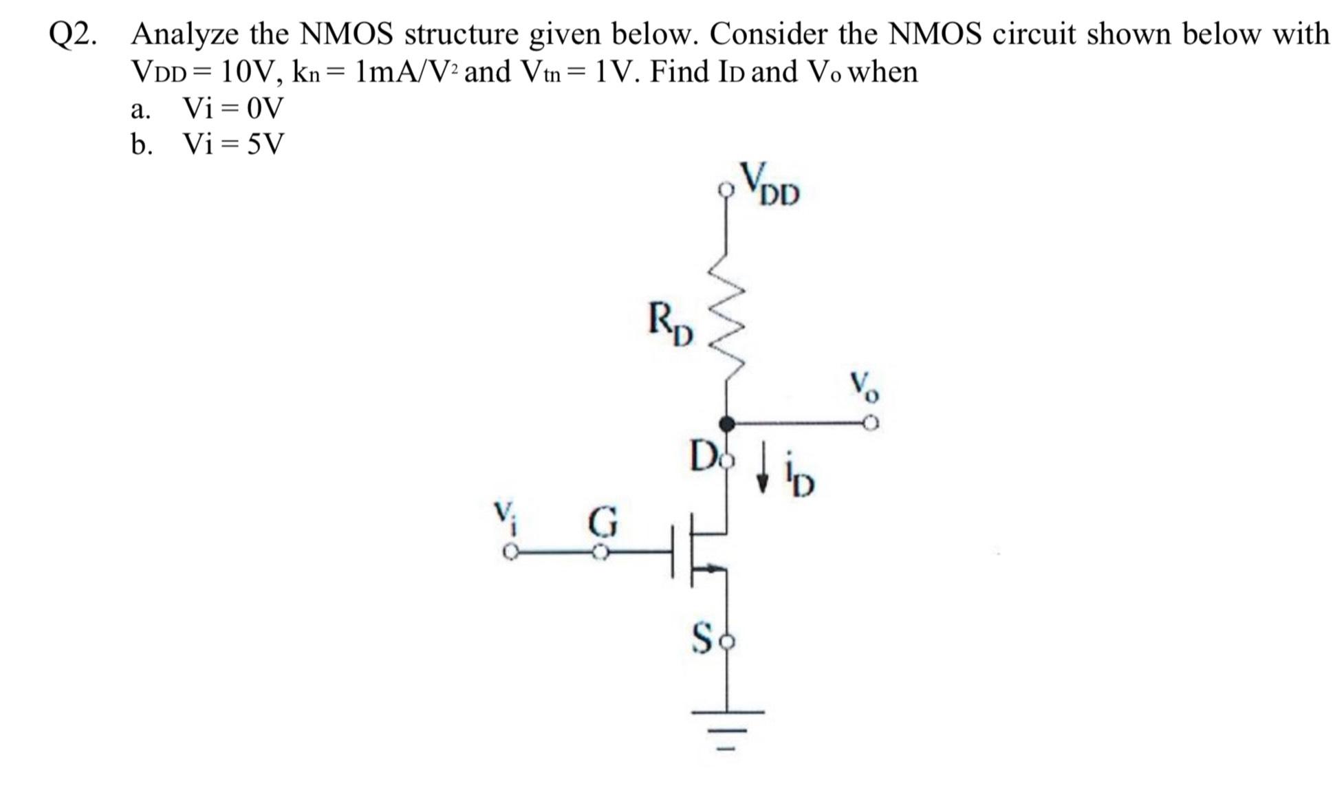 Solved Q2. ﻿Analyze the NMOS structure given below. Consider | Chegg.com