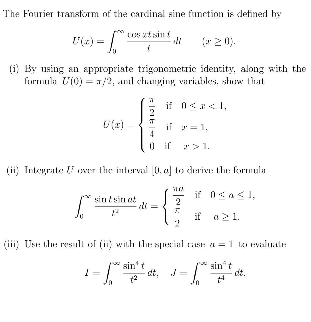 Solved The Fourier transform of the cardinal sine function | Chegg.com