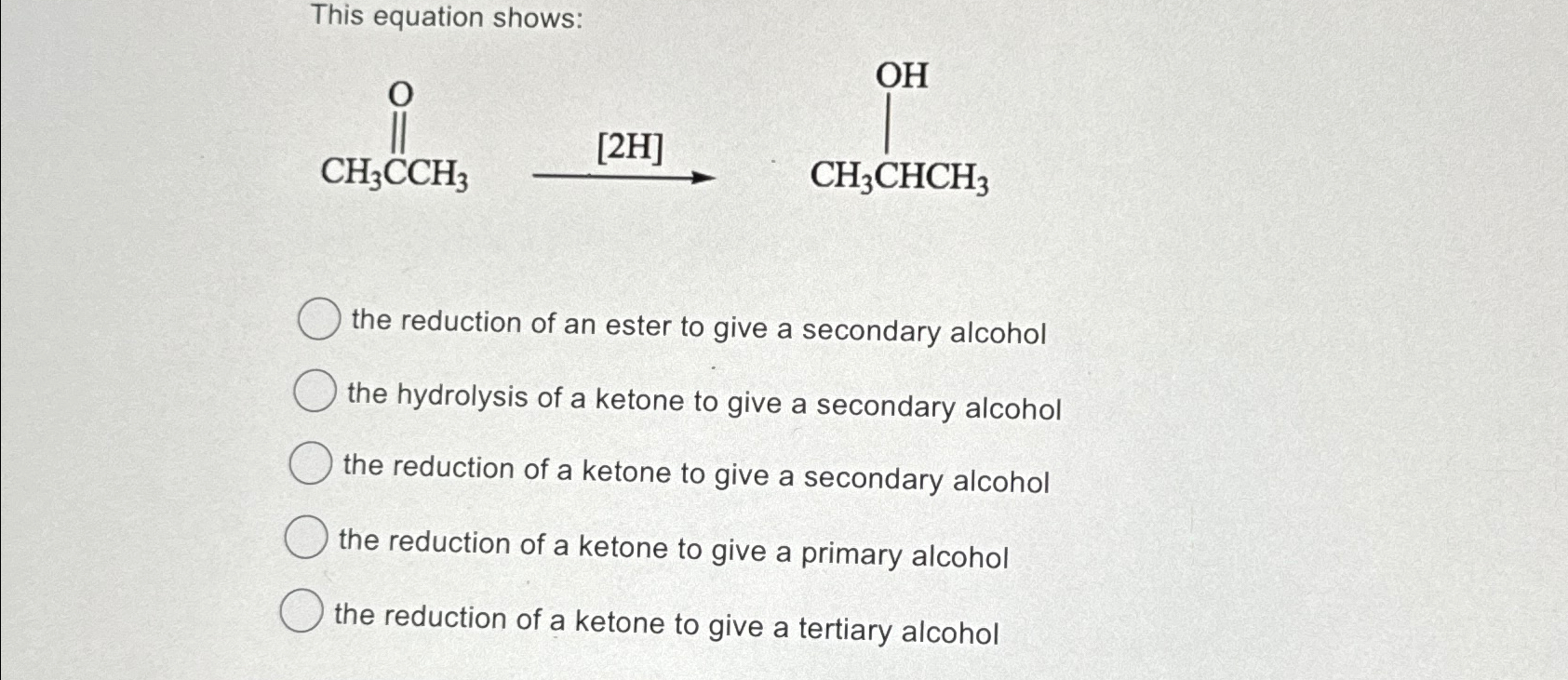 Solved This equation shows:the reduction of an ester to give | Chegg.com