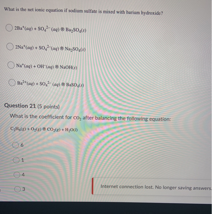What Is The Ionic Equation If Sodium Sulfate Is Chegg 
