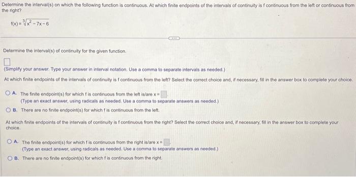Solved Determine the interval(s) on which the following | Chegg.com ...