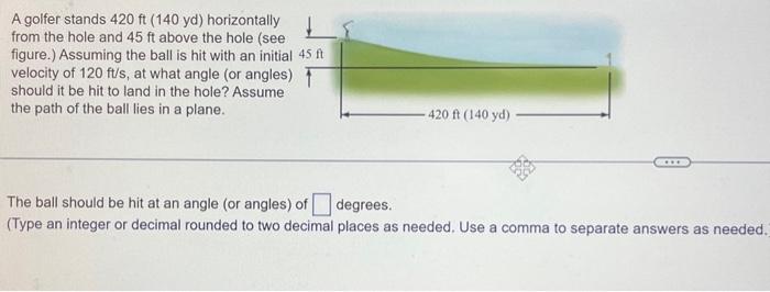 Solved A golfer stands 420ft ( 140 yd) horizontally from the | Chegg.com