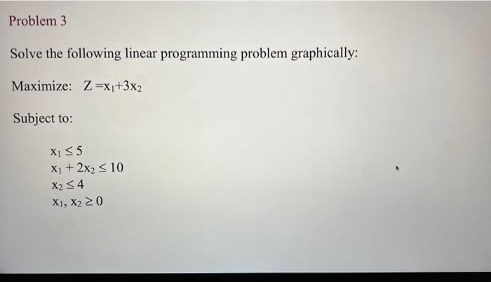 Solved Solve the following linear programming problem | Chegg.com