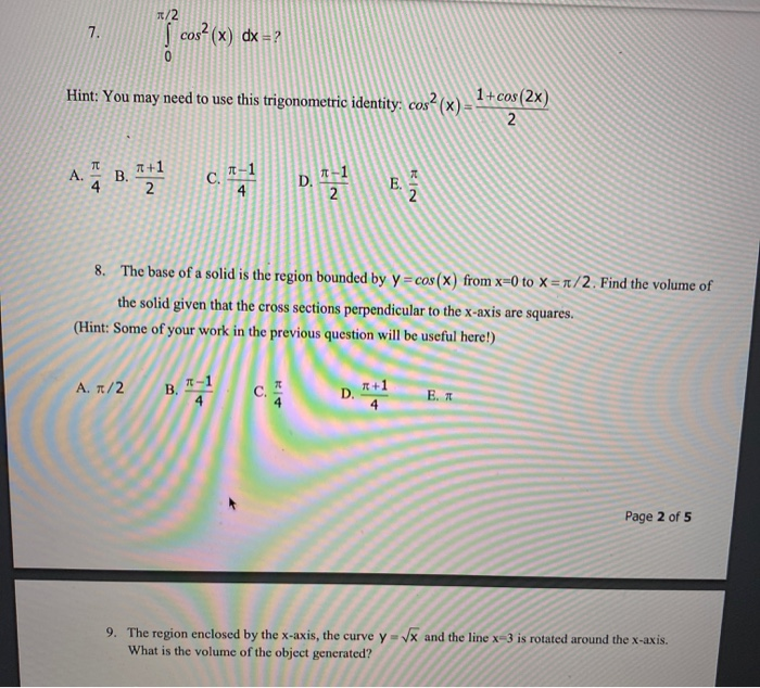 Solved 5. The base of a solid is the region bounded by the | Chegg.com