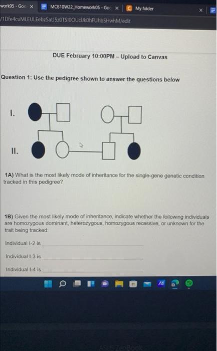 Solved Question 1: Use the pedigree shown to answer | Chegg.com