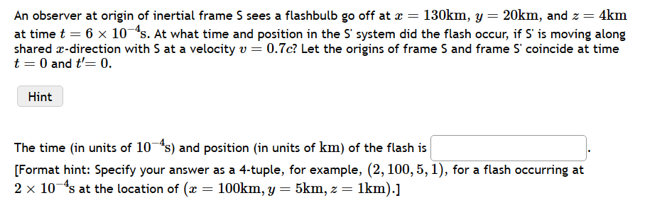 Solved An observer at origin of inertial frame S ﻿sees a | Chegg.com
