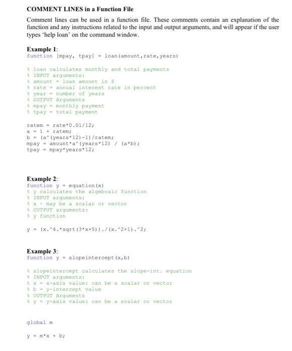 User-Defined Functions and Function Files A | Chegg.com