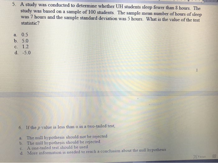 Solved 5. A study was conducted to determine whether UH | Chegg.com
